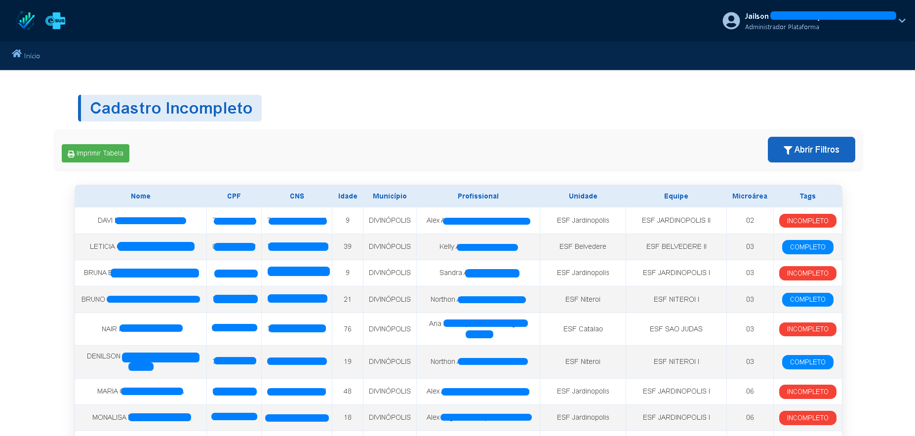 Painel de Cadastro Completo